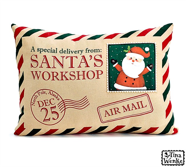 Air Mail Christmas Pillow