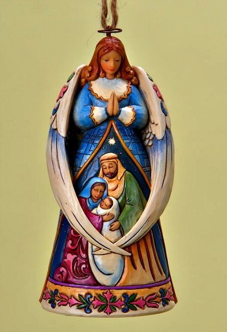 Angel with Wings Around Holy Family Hanging Ornament