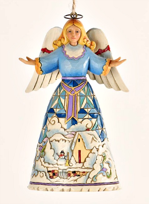 Angel with Winter Scene Ornament