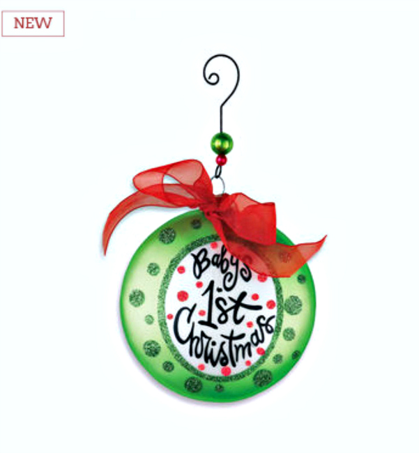 Baby's 1st Christmas Glass Disk Ornament