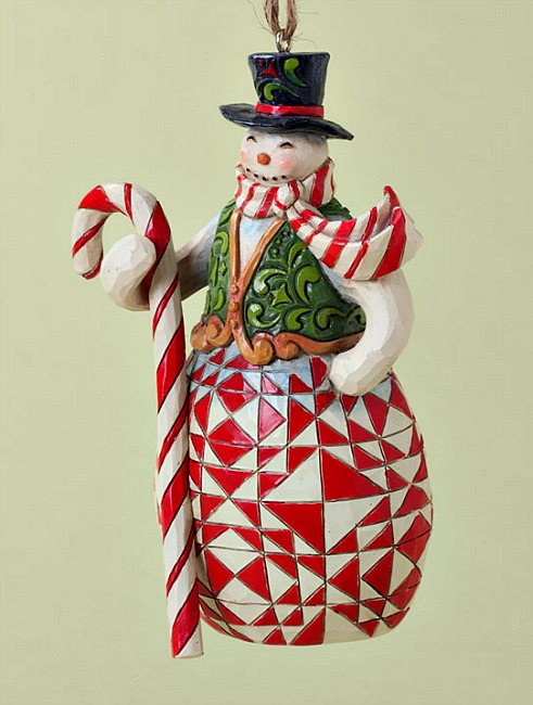 Red and Green Candy Cane Snowman Hanging Ornament **Sold Out**