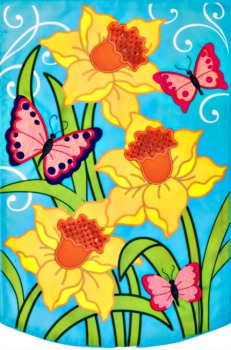 Daffodils Applique Mini Garden Flag **NEW**