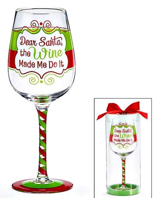 Dear Santa the Wine Made Me Do It Christmas Wine Glass**SOLD OUT**