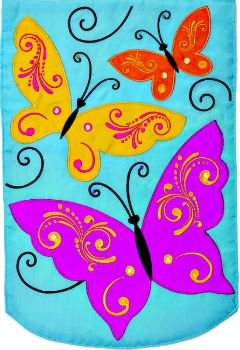 Elegant Butterflies Applique Mini Garden Flag **NEW**