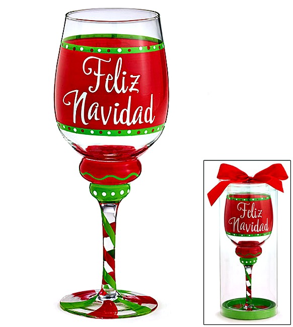 Feliz Navidad Wine Glass