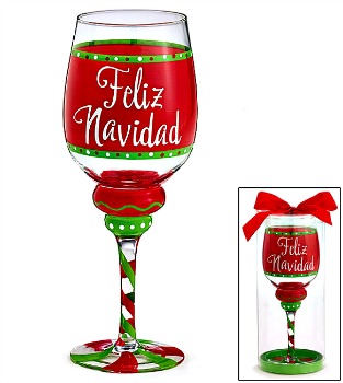 Feliz Navidad Wine Glass