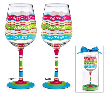 Fill Line Bright Christmas Wine Glass