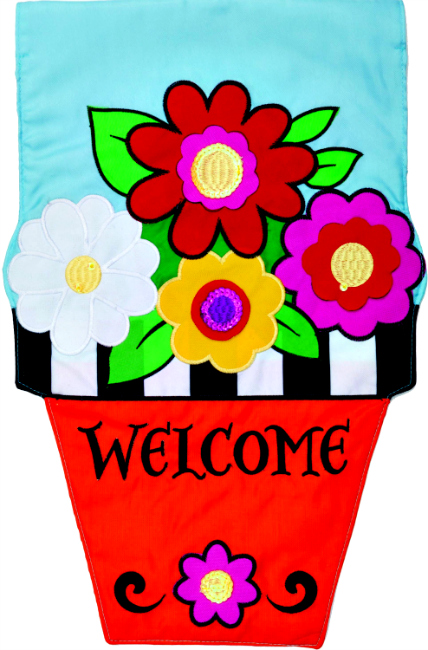 Flower Pot Applique Mini Garden Flag **NEW**