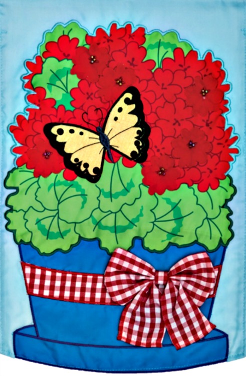 Geranium Butterfly Applique Mini Garden Flag **NEW-COMING SOON**