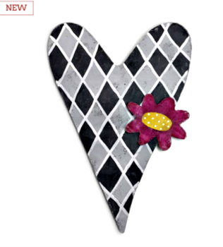 Gray Heart with Pink Flower Door Hanger **NEW - NOW AVAILABLE**