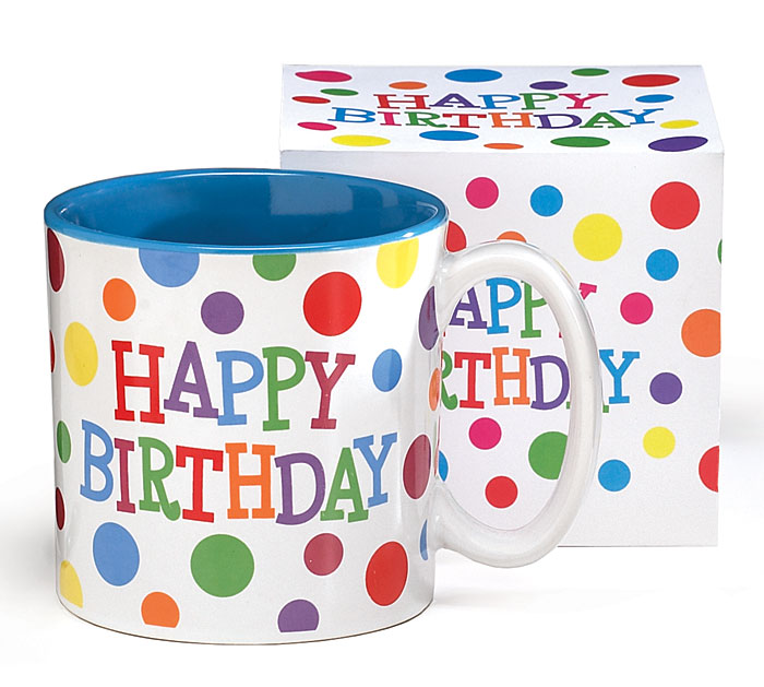 Happy Birthday MultiColor Polka Dots Mug by Burton & Burton