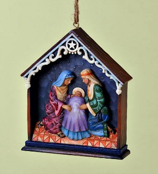 Holy Family in Stable Hanging Ornament