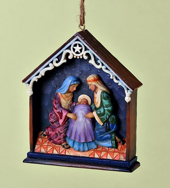 Holy Family in Stable Hanging Ornament
