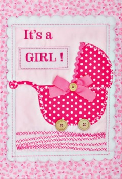 It's a Girl Applique Mini Garden Flag **NEW**