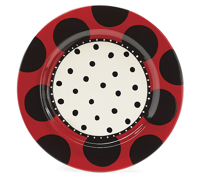 14 1/2" Diameter Ceramic LadyBug Pattern Platter