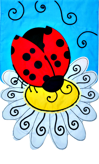 Ladybug Daisy Applique Mini Garden Flag **NEW**