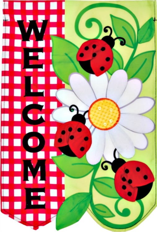 Ladybug Daisy Welcome Applique Mini Garden Flag **SOLD OUT**