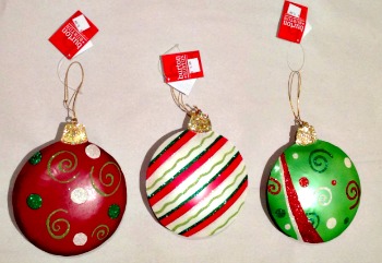 Christmas Swirls and Stripes Disk Ornaments