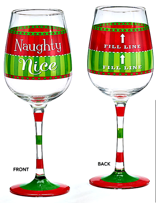 Naughty Nice Fill Line Christmas Wine Glass by Burton & Burton