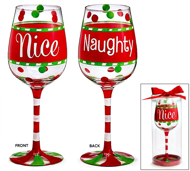 Green Christmas Wine Glasses, Christmas Glassware