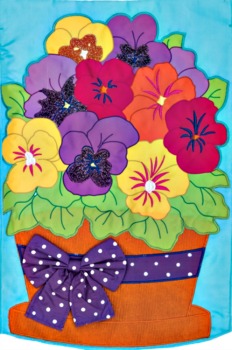 Pansy Pot Applique Mini Garden Flag **NEW**