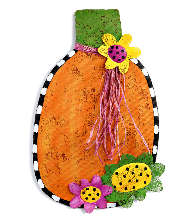 Pumpkin with Flowers Door Hanger **SOLD OUT**