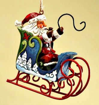 Santa in Sleigh Hanging Ornament