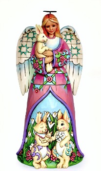 Signs of Spring Easter Angel with Bunnies Figurine