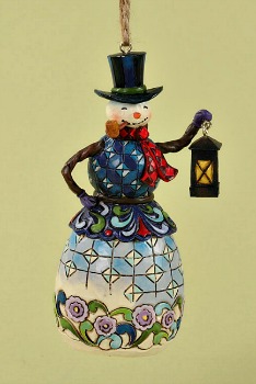 Snowman with Lantern Hanging Ornament