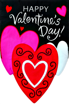 Valentine's Day Hearts Applique Mini Garden Flag **NEW**