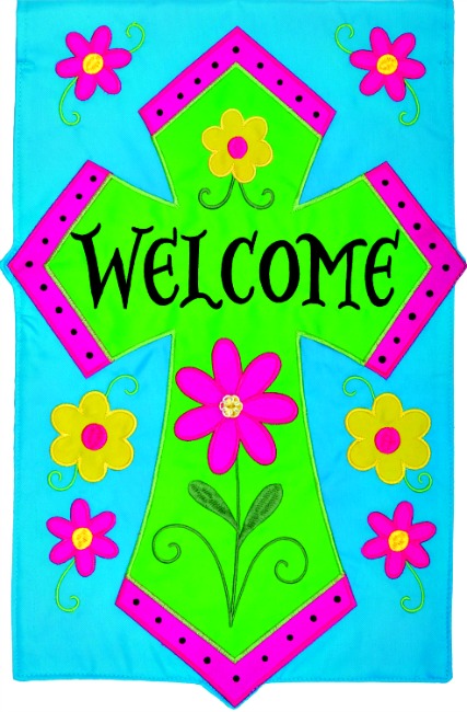 Welcome Cross Applique Mini Garden Flag **SOLD OUT**