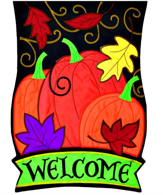 Welcome Pumpkin Applique Mini Garden Flag **NEW**