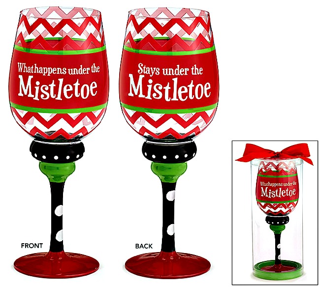 What Happens Under the Mistletoe Wine Glass **SOLD OUT**